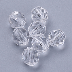 Transparent Acrylic Beads, Faceted, Round, Clear, 14x13mm, Hole: 1.8mm(X-TACR-Q257-14mm-V01)