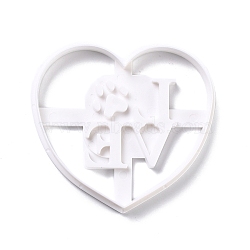 Plastic Mold, Cookie Cutters, Cookies Moulds, DIY Biscuit Baking Tool, Heart with Love, White, 80.5x85.5x10mm(DIY-O020-12)