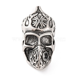 316 Surgical Stainless Steel Pendants, Skull Charm, Antique Silver, 41.5x20.5x23mm, Hole: 5x4.5mm(STAS-Z073-12AS)