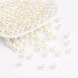 Imitation Pearl Acrylic Beads, Round, White, 6mm, hole: about 1mm(X-12A-9282)