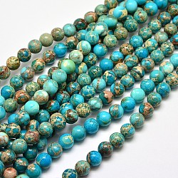 Natural Imperial Jasper Round Bead Strands, Dyed, Turquoise, 8mm, Hole: 1mm, about 49pcs/strand, 15.4 inch(X-G-I103-8mm-03)