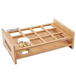 12-Hole Bamboo Glass Holder Display Racks, Whiskey Spirits Wine Glass Holder, for Bar Tasting Serving Tray, Kitchen Tools, Rectangle, Peru, 27.7x18.3x8.3cm, Inner Diameter: 4.75x4.8x3.6cm(ODIS-WH0025-82)