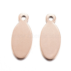 Ion Plating(IP) 304 Stainless Steel Stamping Blank Tag Pendants, Oval, Rose Gold, 16x7x1mm, Hole: 1mm(X-STAS-D167-13RG)