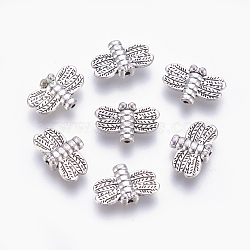 Tibetan Style Alloy Dragonfly Beads, Cadmium Free & Nickel Free & Lead Free, Antique Silver, 10x15x3mm, Hole: 1mm(X-TIBEP-GC191-AS-NR)