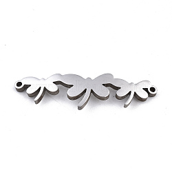 304 Stainless Steel Link Connectors, Laser Cut, Dragonfly, Stainless Steel Color, 8.5x30.5x1.5mm, Hole: 1mm(STAS-T059-15P)