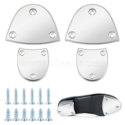 Aluminum Heel Plates, Shoe Heel Taps, Repair Sole Pad, with Iron Screw, Silver, 45.5~48x42~61x4.5~5.5mm, Hole: 2~4mm, 1 set/box(FIND-GA0003-54B)