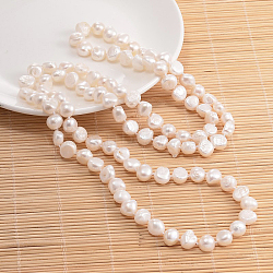 Natural Pearl Nuggets Beaded Necklace, Seashell Color, 47.2 inch(NJEW-P126-A-01E-01)