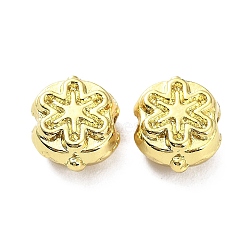 Rack Plating Alloy Beads, Long-Lasting Plated, Lead Free & Cadmium Free, Flower, Real 18K Gold Plated, 8.5x7x4.5mm, Hole: 1.2mm(PALLOY-D024-02G)