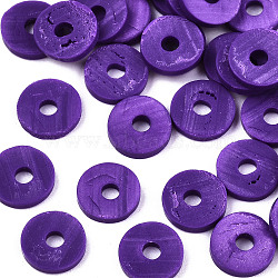 Handmade Polymer Clay Beads, for DIY Jewelry Crafts Supplies, Disc/Flat Round, Heishi Beads, Dark Orchid, 6x1mm, Hole: 2mm, about 3525pcs/150g(CLAY-Q251-6.0mm-98)