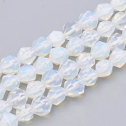 Opalite Beads Strands, Star Cut Round Beads, Faceted, 8~10x7~8mm, Hole: 1mm, about 45~48pcs/strand, 14.2~14.6 inch(X-G-S332-8mm-004)