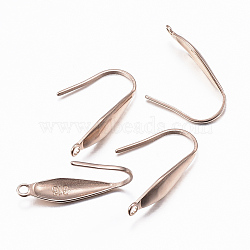 Ion Plating(IP) 316 Surgical Stainless Steel Earring Hooks, with Vertical Loop, Rose Gold, 19.5x4.5x1mm, Hole: 1.2mm(X-STAS-H392-03RG)