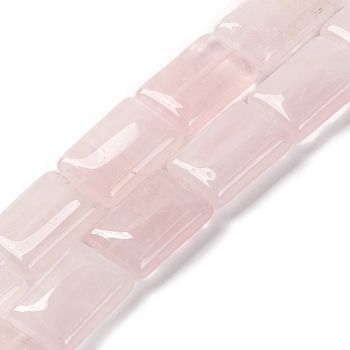 Natural Rose Quartz Beads Strands, Rectangle, Rectangle, 18x13.5x5.5mm, Hole: 1.2mm, about 22pcs/strand, 15.75 inch(40cm)