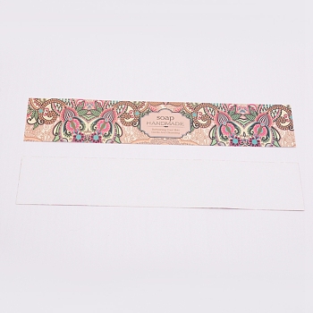 Handmade Soap Paper Tag, Wrap Paper Tape, for Soap Packaging, Rectangle, with Flower Pattern, Rosy Brown, 210x40x0.1mm