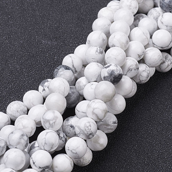 Natural Howlite Beads Strands, Round, White, about 12mm in diameter, hole: 1mm, about 32pcs/strand, 15.5 inch