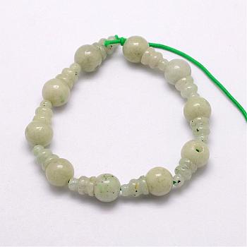 Natural Jade 3-Hole Guru Bead Strands, for Buddhist Jewelry Making, T-Drilled Beads, 16.5~18mm, Hole: 2~3mm, 2pcs/set, 10sets/strand, 6.5 inch