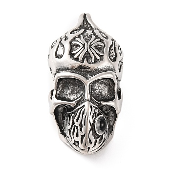 316 Surgical Stainless Steel Pendants, Skull Charm, Antique Silver, 41.5x20.5x23mm, Hole: 5x4.5mm