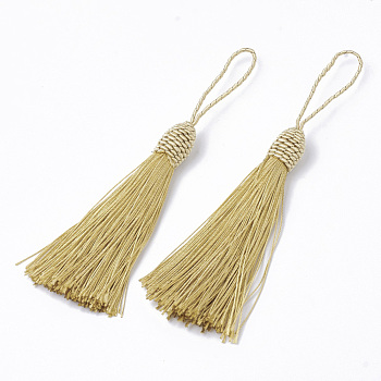 Polyester Tassel Big Pendant Decorations, Light Khaki, 145~175x10.5~12mm