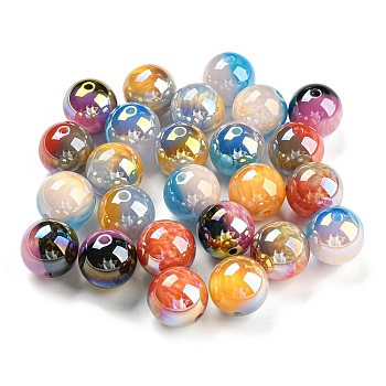 Opaque Acrylic Beads, Round, Mixed Color, 16mm, Hole: 2.5mm