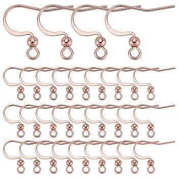 100Pcs 316 Surgical Stainless Steel Earring Hooks, Ear Wire with Ball, Rose Gold, 16x16~19.5x3mm, Hole: 2mm, Pin: 0.7mm