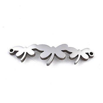 304 Stainless Steel Link Connectors, Laser Cut, Dragonfly, Stainless Steel Color, 8.5x30.5x1.5mm, Hole: 1mm