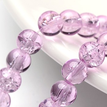 Plum Crackle Glass Round Beads Strands, 6mm, Hole: 1.3~1.6mm, about 133pcs/strand, 31.4 inch
