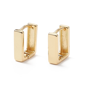 Rack Plating Brass Rectangle Hoop Earrings for Women, Cadmium Free & Nickel Free & Lead Free, Real 18K Gold Plated, 12.5x9.5x4mm, Pin: 0.9mm