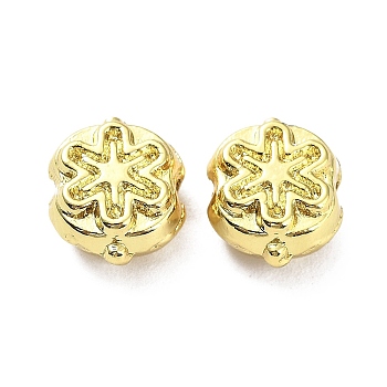 Rack Plating Alloy Beads, Long-Lasting Plated, Lead Free & Cadmium Free, Flower, Real 18K Gold Plated, 8.5x7x4.5mm, Hole: 1.2mm