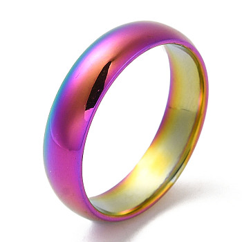 Ion Plating(IP) 304 Stainless Steel Flat Plain Band Rings, Rainbow Color, Size 8, Inner Diameter: 18mm, 5mm