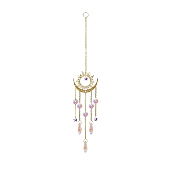 Glass Wind Chimes, Suncatcher Pendant Decorations, Sun, 400mm