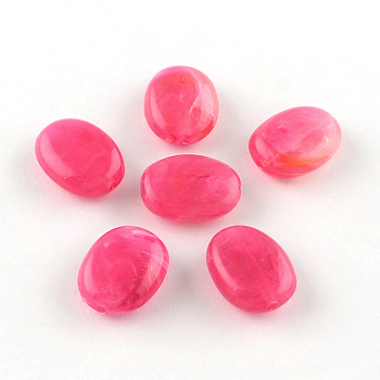 Oval Imitation Gemstone Acrylic Beads, Deep Pink, 19x15x7mm, Hole: 2mm, about 330pcs/500g