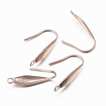 Ion Plating(IP) 316 Surgical Stainless Steel Earring Hooks, with Vertical Loop, Rose Gold, 19.5x4.5x1mm, Hole: 1.2mm