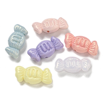 Opaque Acrylic Beads, Candy, Mixed Color, 12.5x26.5x8.5mm, Hole: 1mm