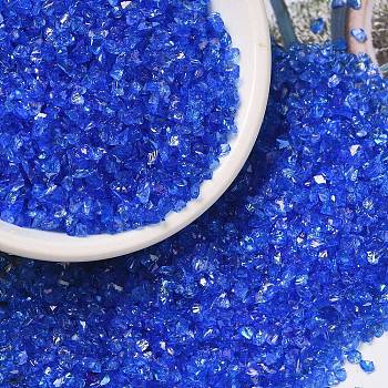 Transparent Electroplate Crushed Glass Craft, AB Color Plated, Irregular Glass Chips, for Nail Arts DIY Vase Filler, Blue, 1.5~2x1.5~2mm