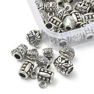 50Pcs 5 Style Tibetan Style Alloy Barrel Carved Flower Bail Beads(FIND-YW0003-18)-2