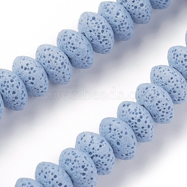 10mm LightSteelBlue Rondelle Lava Beads