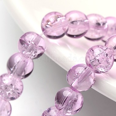 6mm Plum Round Crackle Glass Beads