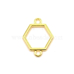 Hollow Frame Alloy Links Connectors, Cadmium Free & Lead Free, Hexagon , Golden, 21x16x1.5mm, Hole: 2mm(FIND-WH0090-78G)
