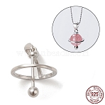 Anti-Tarnish Rhodium Plated 925 Sterling Silver Locket Style Planet Pinch Bails, for Pearl Gemstone Beads, with 925 Stamp, Platinum, 15x12.5mm, Hole: 4x2.5mm(STER-NH0001-55C-P)