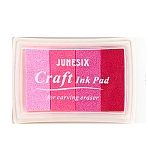 Plastic Craft Finger Ink Pad Stamps, for Kid DIY Paper Art Craft, Scrapbooking, Rectangle, Pink, 78x55x18mm(AJEW-H155-20A)