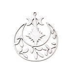 201 Stainless Steel Pendants, Moon, 42x35.5x1mm, Hole: 1.4mm(STAS-I362-01P-03)
