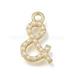 Brass & Plastic Pearl Pendants, Ampersand Symbol Charms, Light Gold, 16x10x2mm, Hole: 1.8mm(PL-CBAE379-06LG-A)