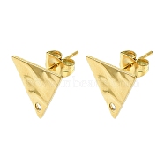 304 Stainless Steel Stud Earring Findings, Triangle, 12x13.5mm, Hole: 1.4mm, Pin: 10.5x0.5mm.(STAS-L024-003G-02)