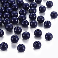 Opaque Acrylic Beads, Round, Prussian Blue, 8x7mm, Hole: 2mm, about 1745pcs/500g(MACR-S370-C8mm-A19)