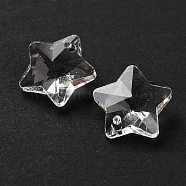 Transparent Glass Pendants, Faceted, Star Charms, Clear, 13x13.5x7mm, Hole: 1mm(X-GLAA-P037-04-16)