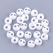 Opaque AS Plastic Buttons, End Caps, Hair Findings, DIY Hair Tie Accessories, White, 9.5x6mm, Hole: 2.5mm, Inner Diameter: 7.5mm(MACR-S365-11B)