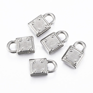 304 Stainless Steel Pendants, Padlock, Stainless Steel Color, 12x7.5x3mm, Hole: 3.5x3mm(STAS-H416-91P)