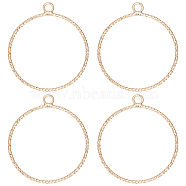20Pcs Brass Pendants, Ring, Nickel Free, Real 18K Gold Plated, 28x25x1mm, Hole: 1.5mm(KK-BBC0011-56)
