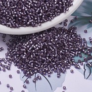 MIYUKI Delica Beads, Cylinder, Japanese Seed Beads, 11/0, (DB0695) Transparent Silver-lined Frosted Violet, 1.3x1.6mm, Hole: 0.8mm, about 10000pcs/bag, 50g/bag(SEED-X0054-DB0695)