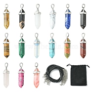 DIY Necklace Making Kits, Including Natural & Synthetic Mixed Gemstone Bullet Pendants, Waxed Cotton Cord Necklace Making, 30Pcs/set(DIY-YW0007-06)