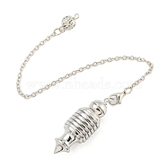 Rack Plating Brass Coil Dowsing Pendulums, Spiral Pendulum, with Lobster Claw Clasps, Bullet, Platinum, 230mm(AJEW-B106-02P)